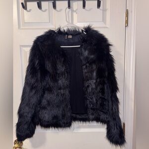 Divided Navy Blue Faux Fur Jacket